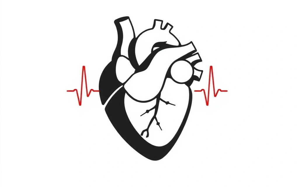 Corazón humano estilizado con un ritmo constante, simbolizando la salud cardiovascular.